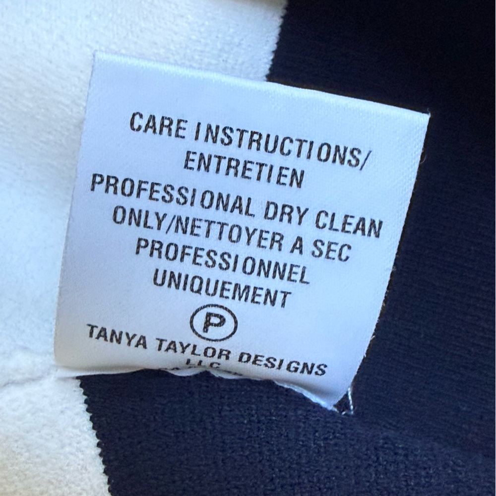 TANYA TAYLOR White navy blue stripe XAVIER KNIT crop TOP - Picture 5 of 5